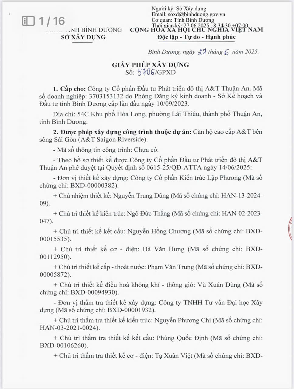 giấy phép xây dựng at saigon riverside